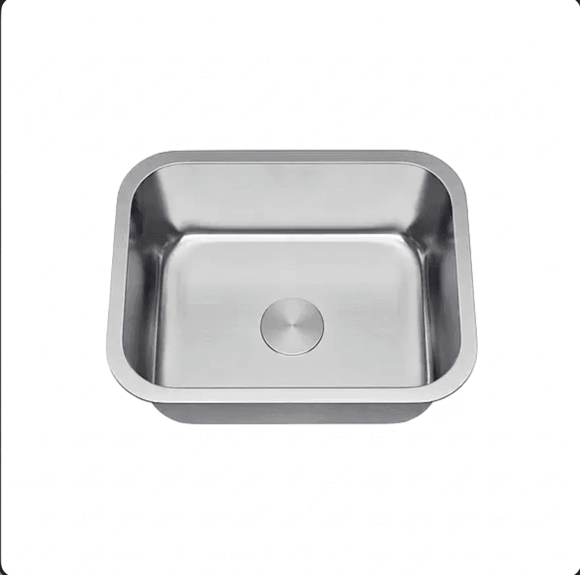 Rectangular stainless steel undermount bar sink with rounded corners