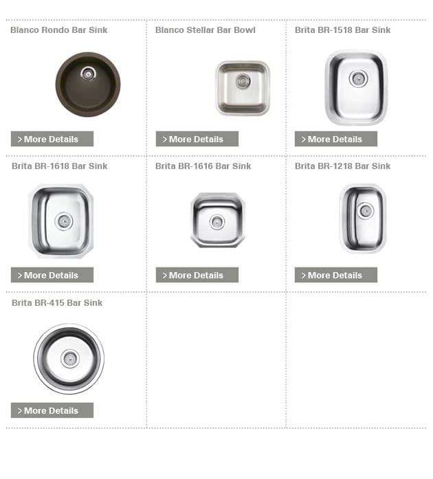 Bar Sinks Catalog - Blanco and Brita Models