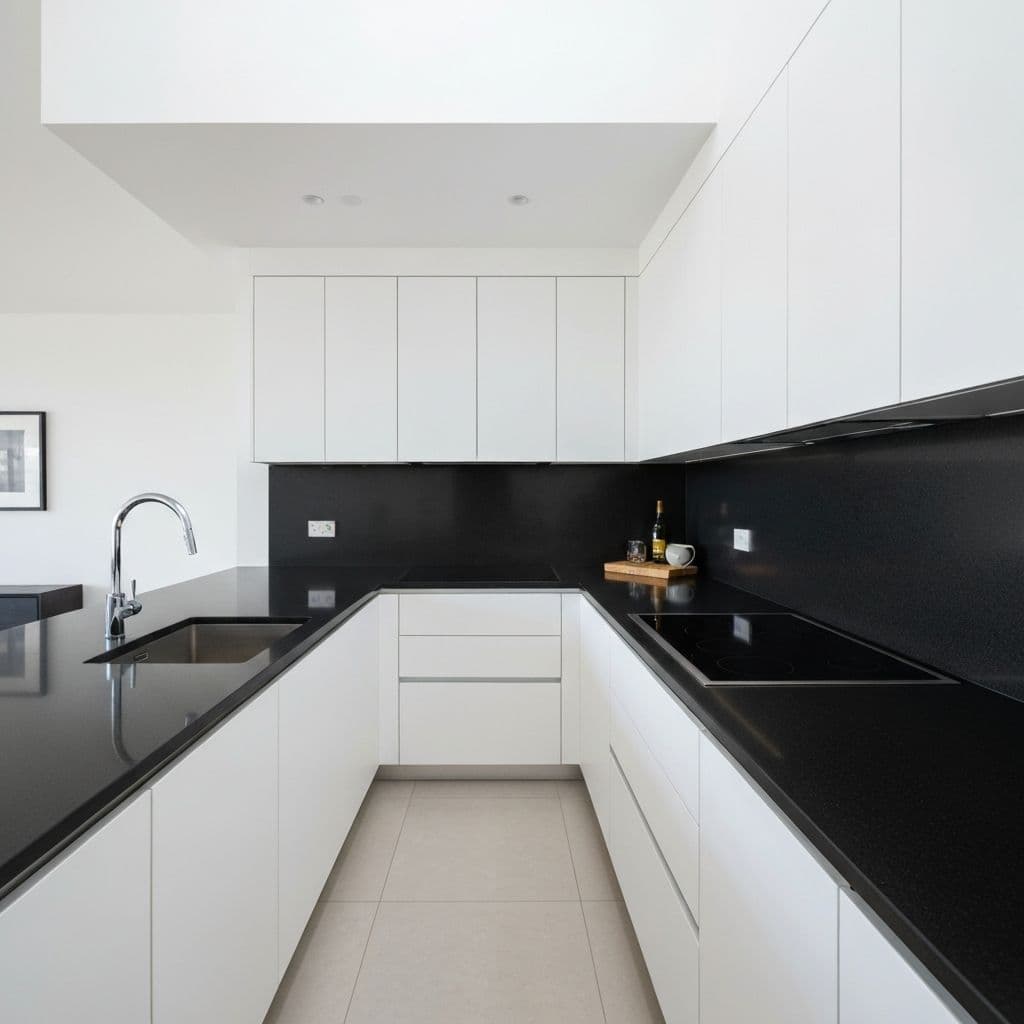 Absolute Black granite countertops in a modern kitchen
