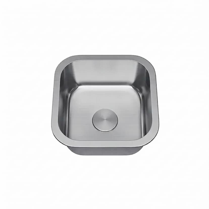 Square stainless steel undermount bar sink with center drain