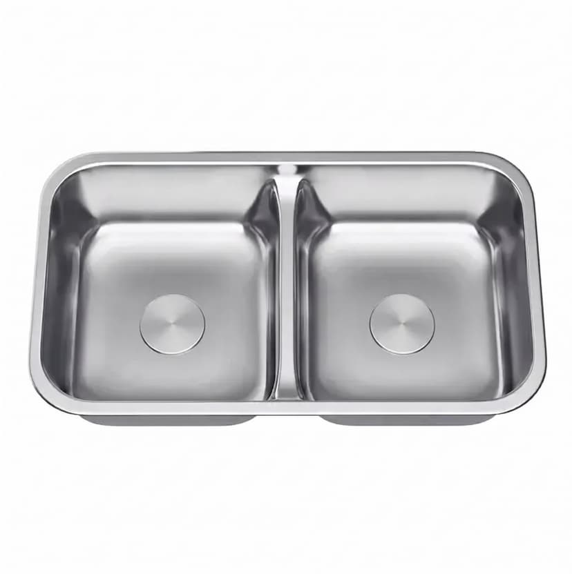 Stainless steel double bowl undermount kitchen sink with equal basins